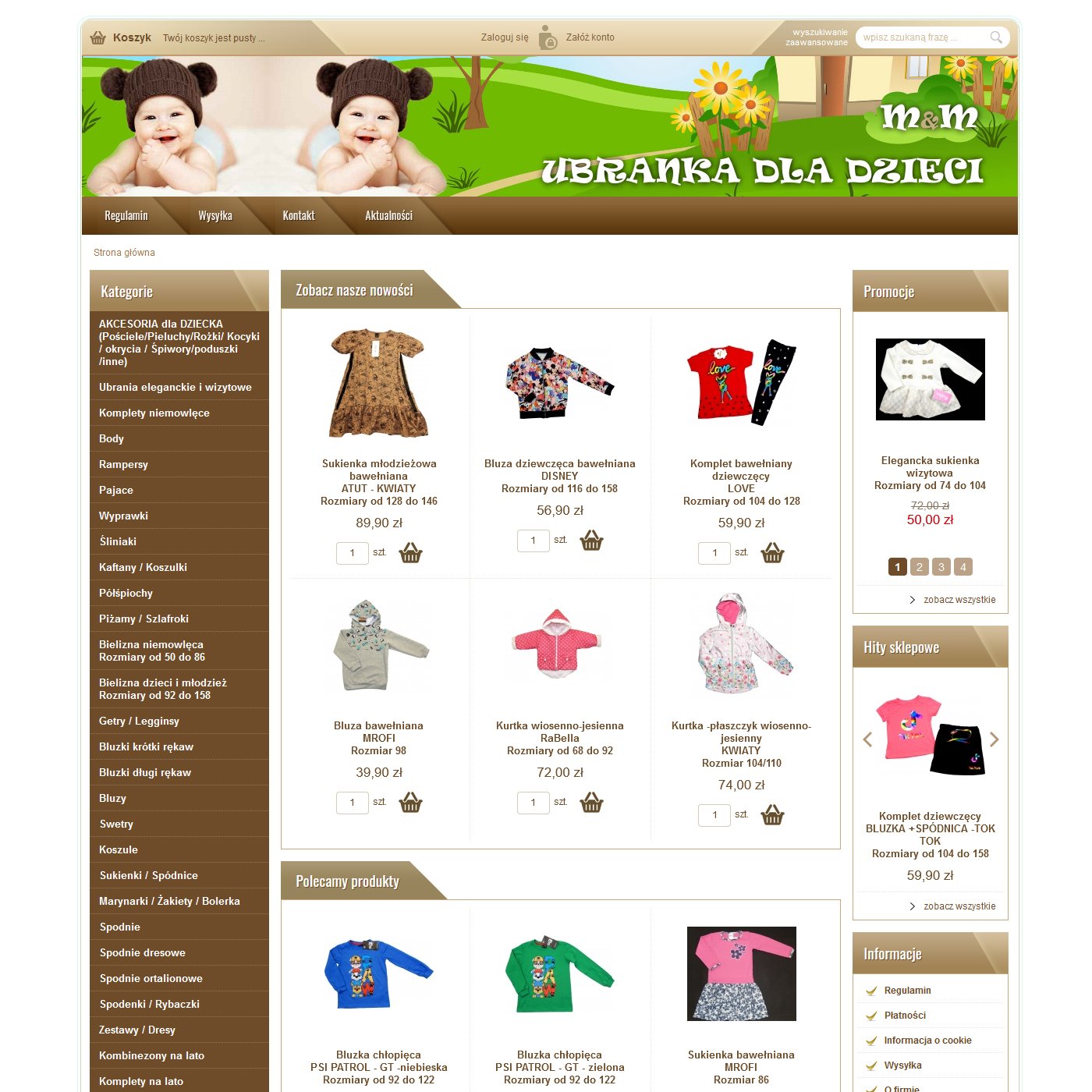 Strona główna sklepu ubranka dziecięce