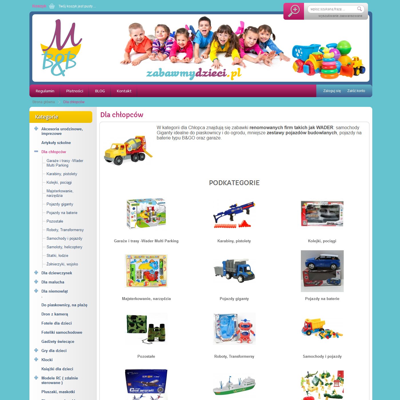Strona główna sklepu z zabawkami zabawmydzieci.eu