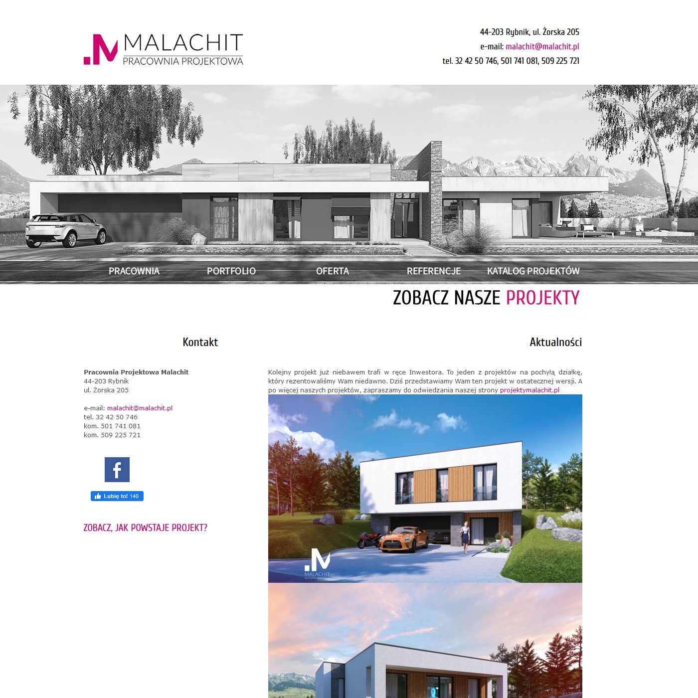 Strona www pracowni projektowej malachit.pl