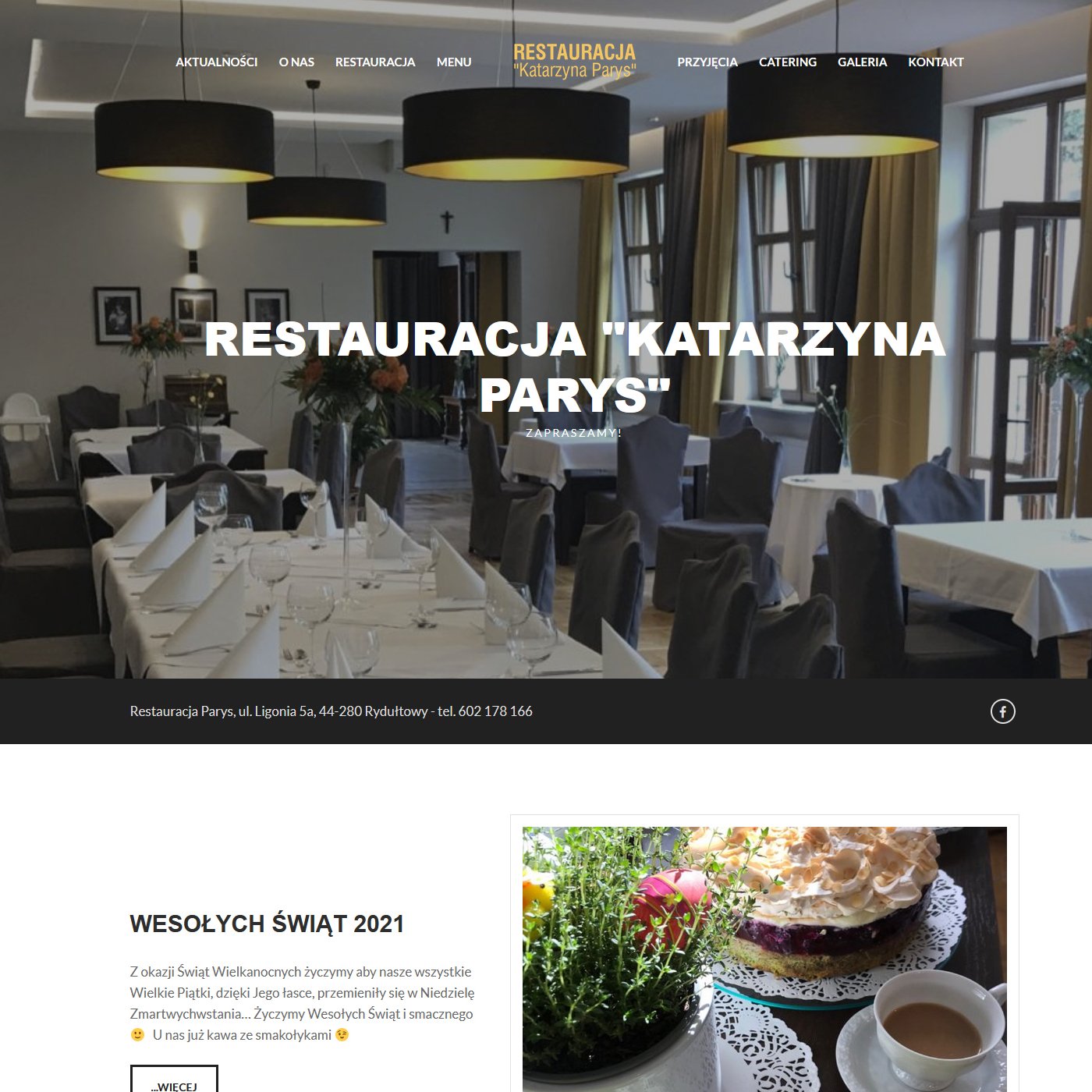 Strona www dla Restauracji Parys