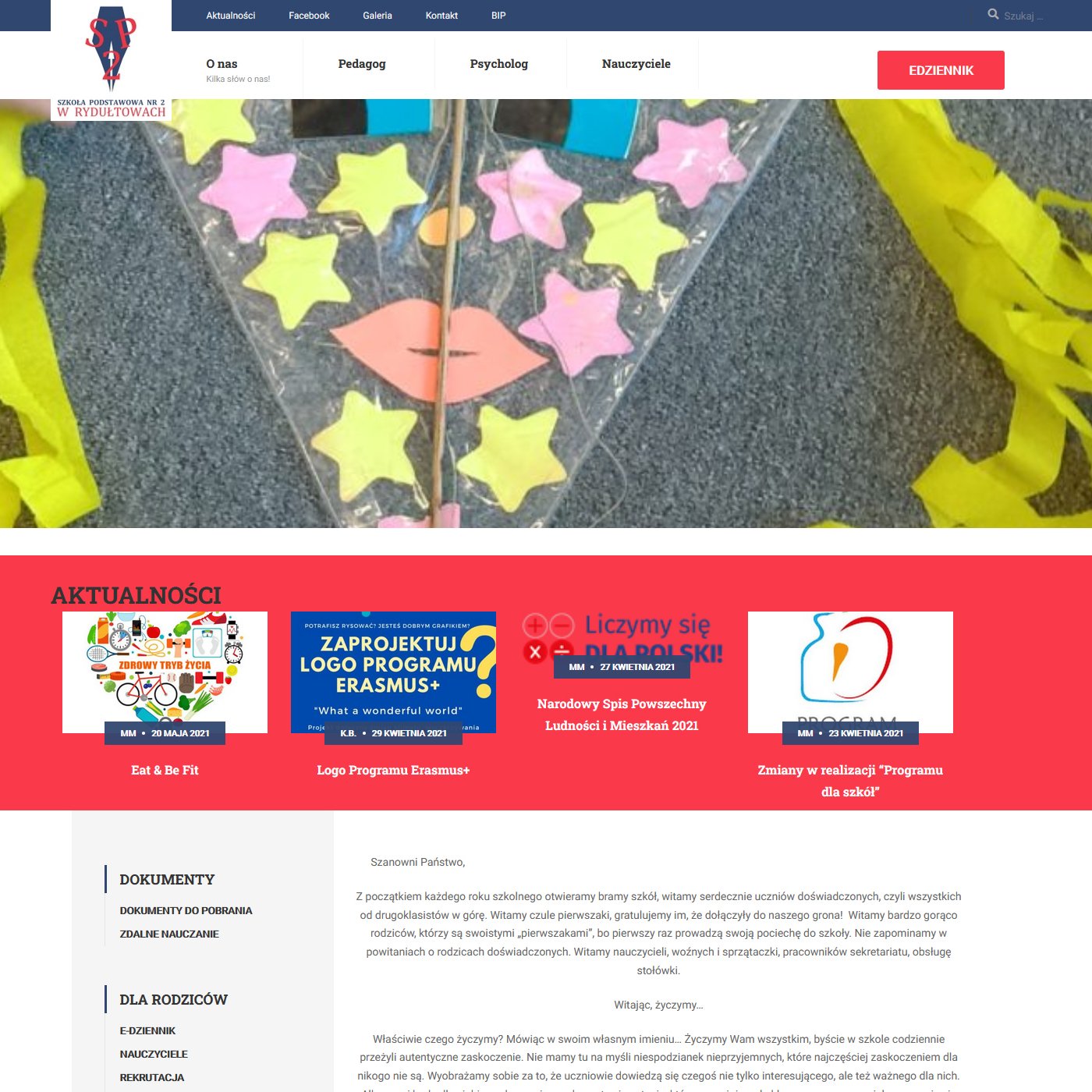 Witryna internetowa Szkoły Podstawowej nr 2 w Rydułtowach