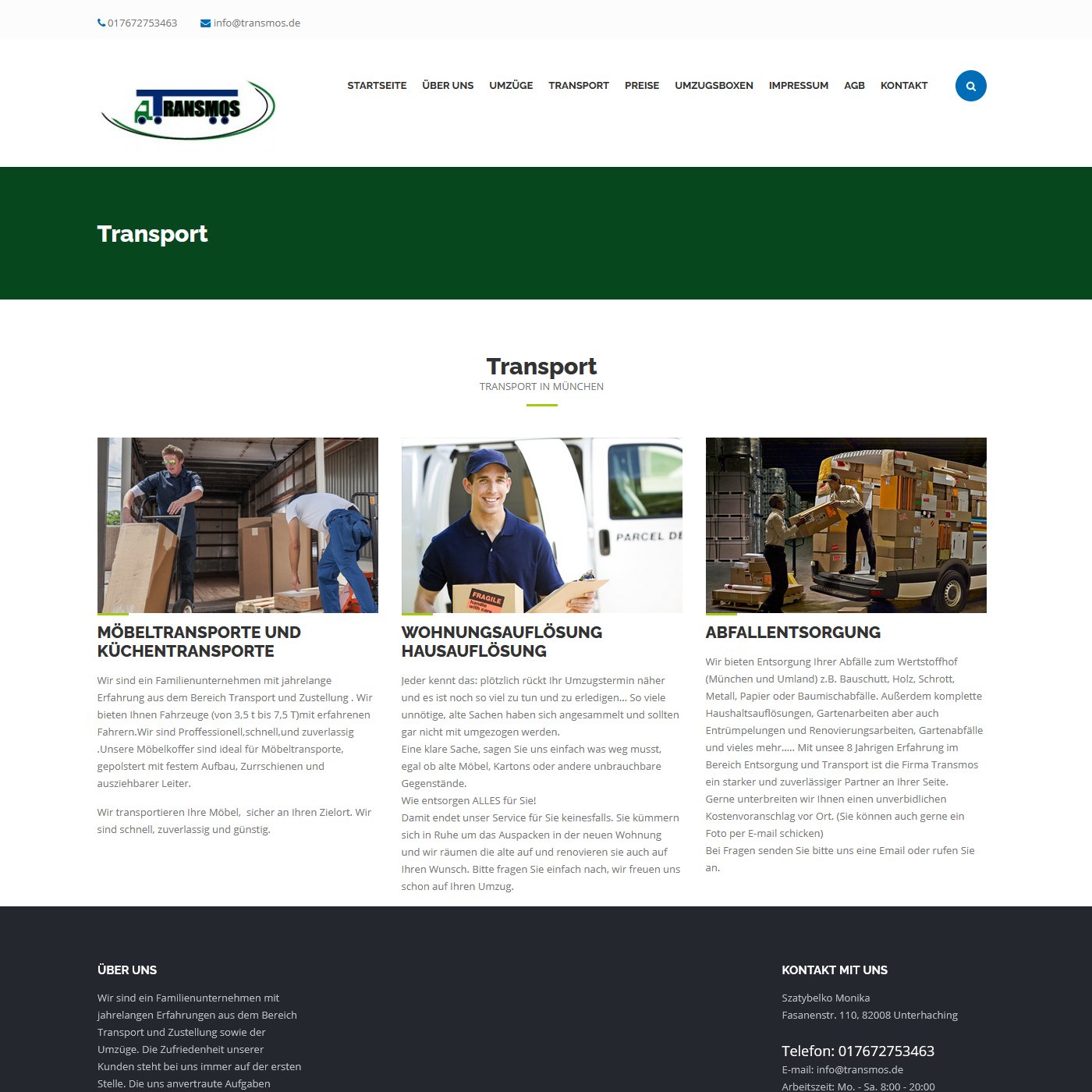 Strona dla niemieckiej firmy transportowej